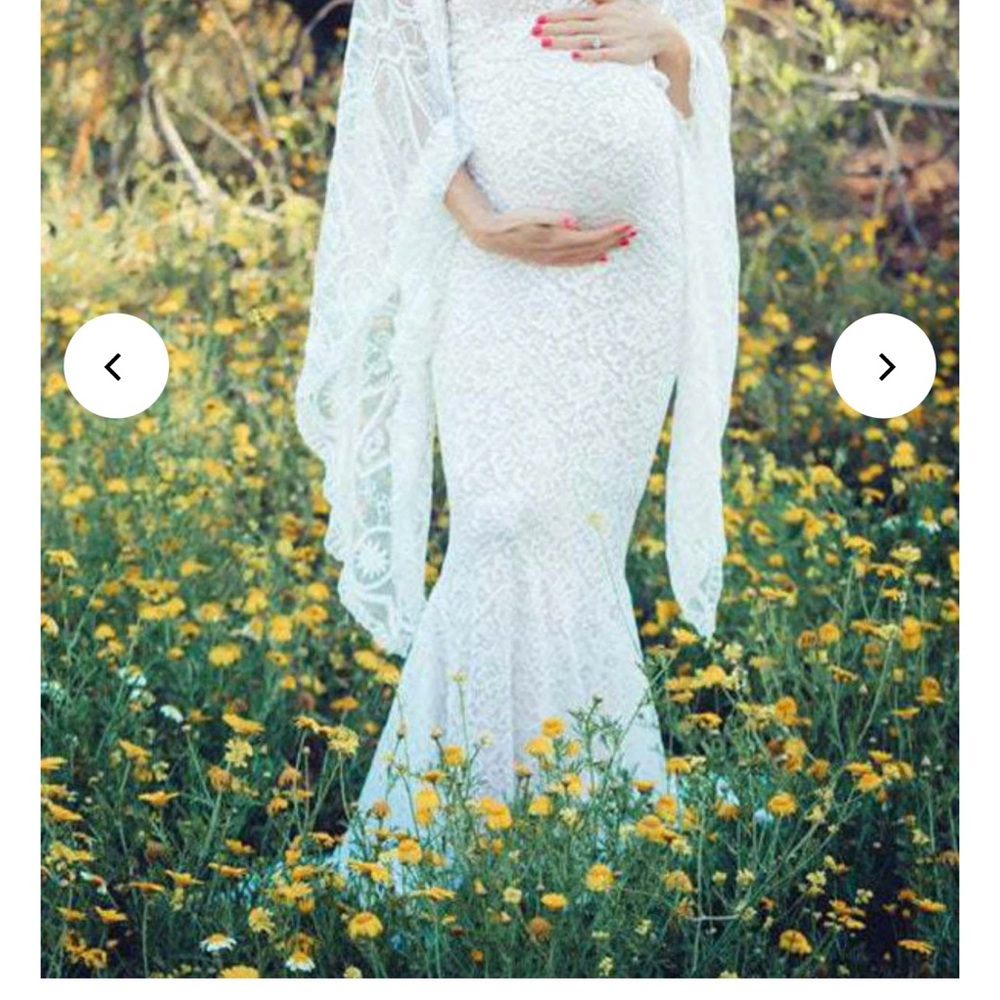 Elegant White Lace Maternity Gown